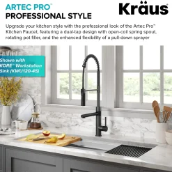 Artec Pro Commercial Style Single Handle Kitchen Faucet with Pot Filler in Matte Black / Spot Free Black Stainless Steel Single Hole