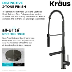 Artec Pro Commercial Style Single Handle Kitchen Faucet with Pot Filler in Matte Black / Spot Free Black Stainless Steel Single Hole