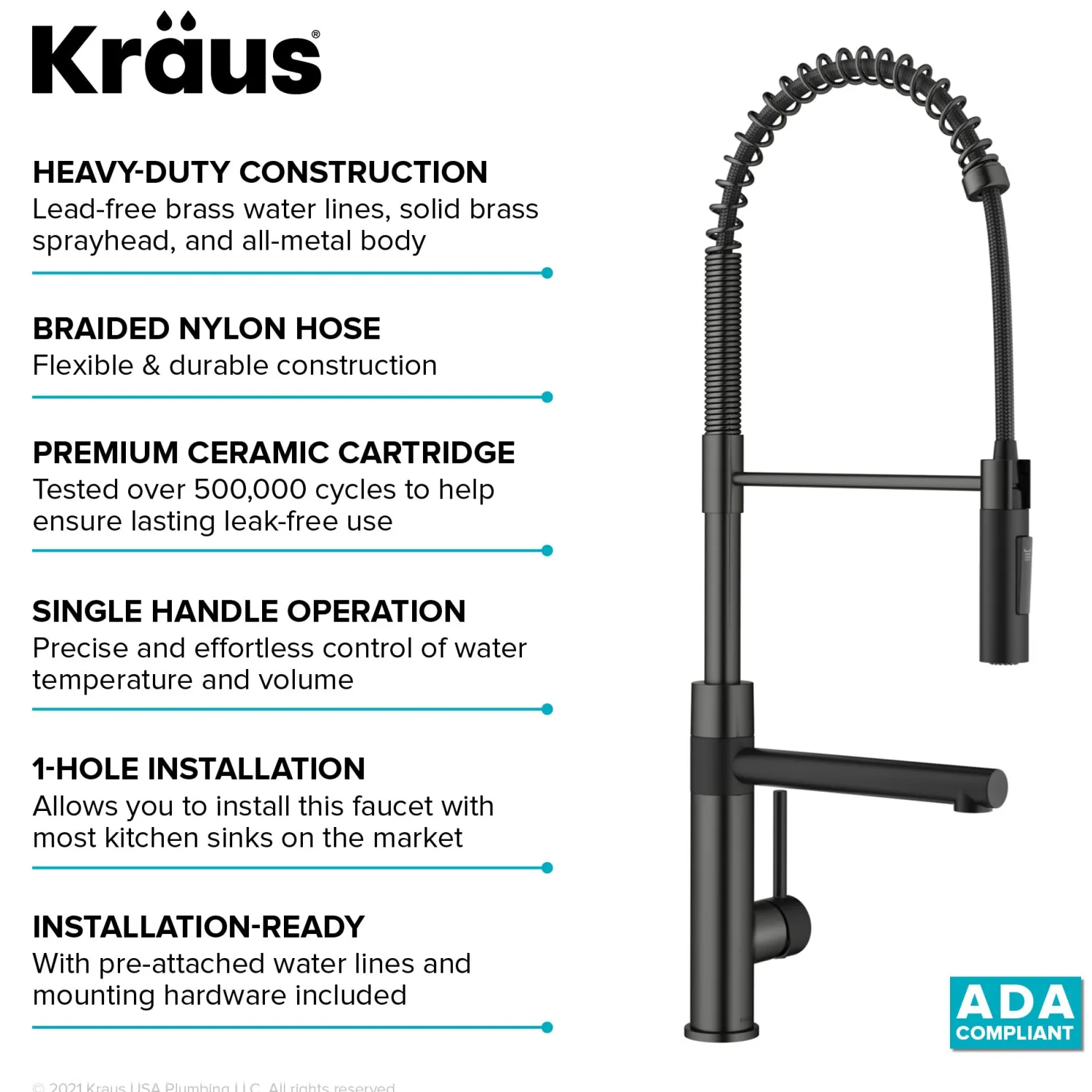 Artec Pro Commercial Style Single Handle Kitchen Faucet with Pot Filler in Matte Black / Spot Free Black Stainless Steel Single Hole