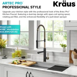 Best  Artec Pro Commercial Style  Single Handle Kitchen Faucet with Pot Filler in Spot Free Antique Champagne Bronze / Matte Black Single Hole