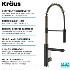 Best  Artec Pro Commercial Style  Single Handle Kitchen Faucet with Pot Filler in Spot Free Antique Champagne Bronze / Matte Black Single Hole