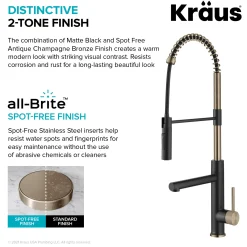 Best  Artec Pro Commercial Style  Single Handle Kitchen Faucet with Pot Filler in Spot Free Antique Champagne Bronze / Matte Black Single Hole