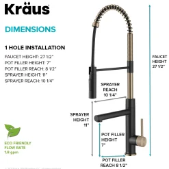 Best  Artec Pro Commercial Style  Single Handle Kitchen Faucet with Pot Filler in Spot Free Antique Champagne Bronze / Matte Black Single Hole