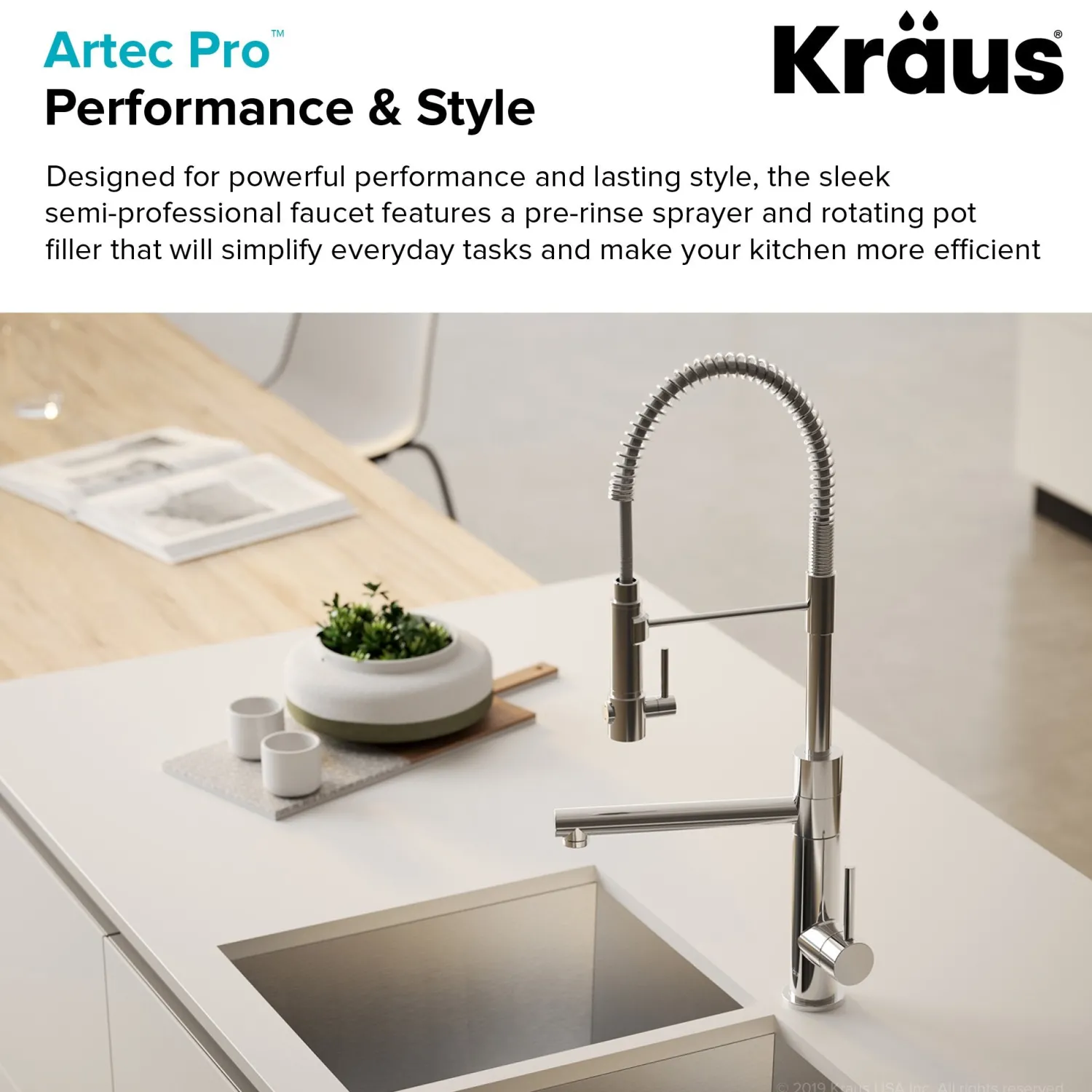 Outlet Artec Pro 2-Function Commercial Style Pre-Rinse Kitchen Faucet in Brushed Gold Single Hole