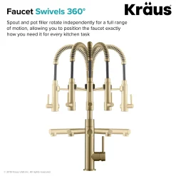 Hot Artec Pro 2-Function Commercial Style Pre-Rinse Kitchen Faucet in Black Stainless/Brushed Gold Single Hole