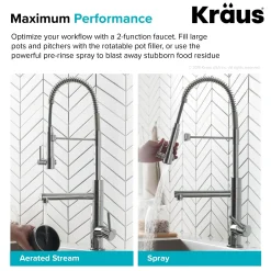 Online Artec Pro 2-Function Commercial Style Pre-Rinse Kitchen Faucet in Matte Black/Black Stainless Single Hole