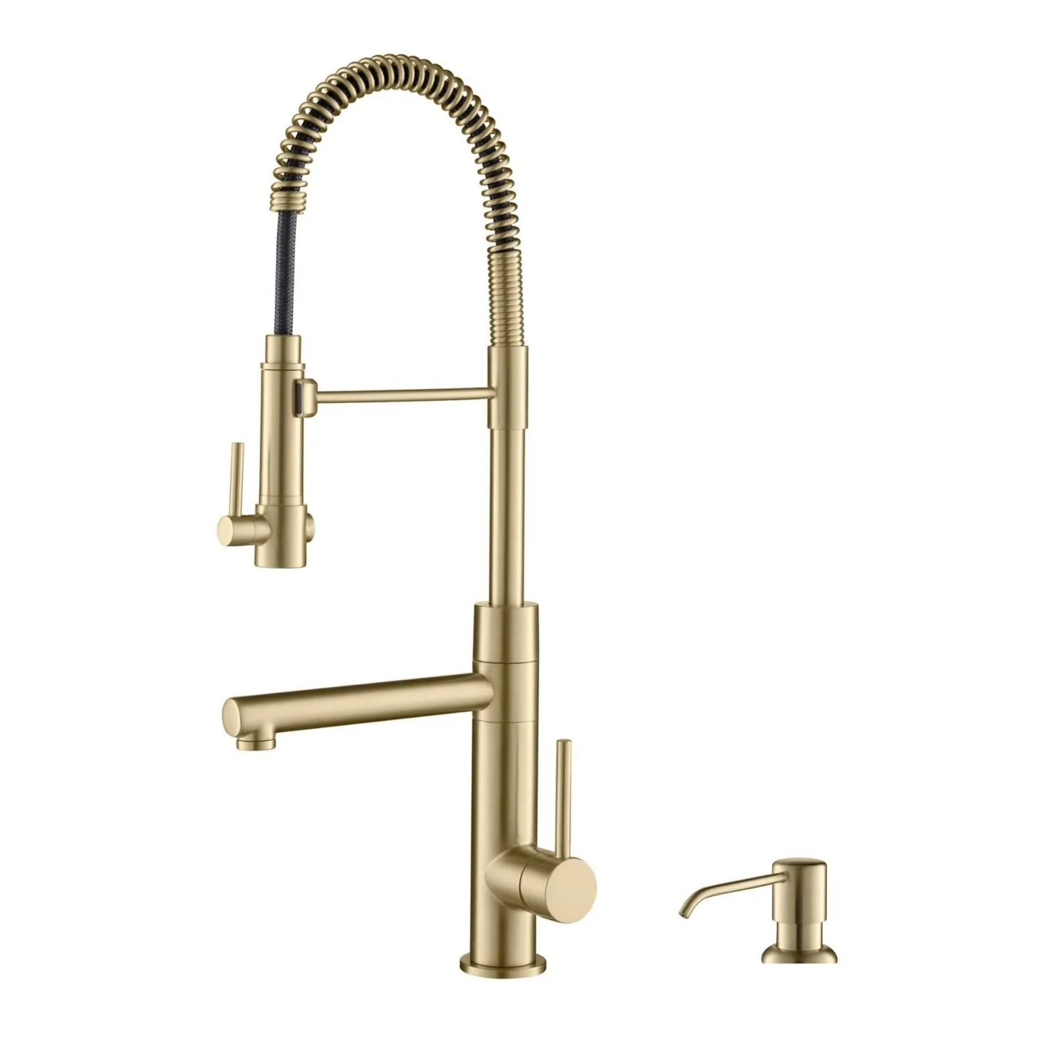 Artec Pro 2-Function Commercial Style Pre-Rinse Kitchen Faucet in Spot Free Antique Champagne Bronze with Soap Dispenser Single Hole