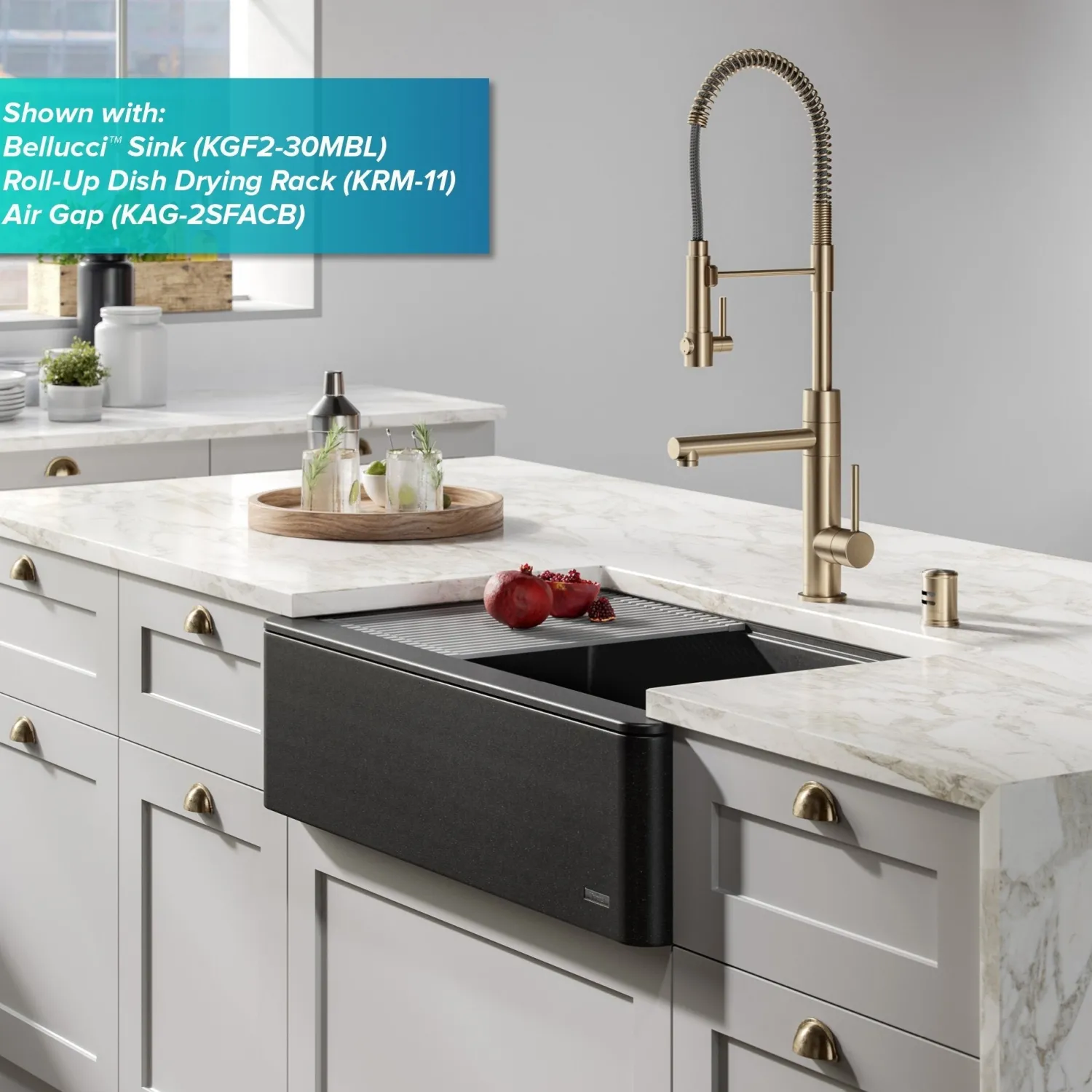 Artec Pro 2-Function Commercial Style Pre-Rinse Kitchen Faucet in Spot Free Antique Champagne Bronze with Soap Dispenser Single Hole