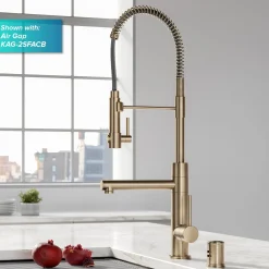 Artec Pro 2-Function Commercial Style Pre-Rinse Kitchen Faucet in Spot Free Antique Champagne Bronze with Soap Dispenser Single Hole