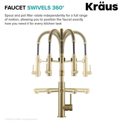 Artec Pro 2-Function Commercial Style Pre-Rinse Kitchen Faucet in Spot Free Antique Champagne Bronze with Soap Dispenser Single Hole