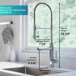 Artec Pro 2-Function Commercial Style Pre-Rinse Kitchen Faucet in Spot Free Antique Champagne Bronze with Soap Dispenser Single Hole