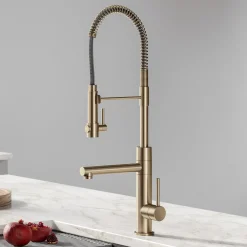 Discount Artec Pro 2-Function Commercial Style Pre-Rinse Kitchen Faucet in Spot Free Antique Champagne Bronze Single Hole