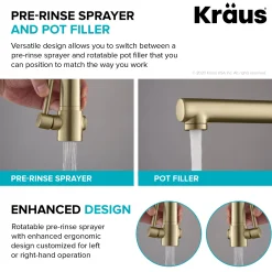 Discount Artec Pro 2-Function Commercial Style Pre-Rinse Kitchen Faucet in Spot Free Antique Champagne Bronze Single Hole
