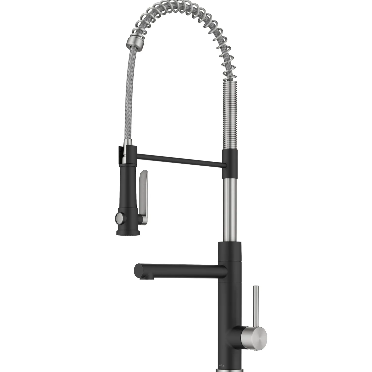 Artec Pro 2-Function Single Handle Pull Down Kitchen Faucet in Spot-Free Stainless Steel & Matte Black Single Hole