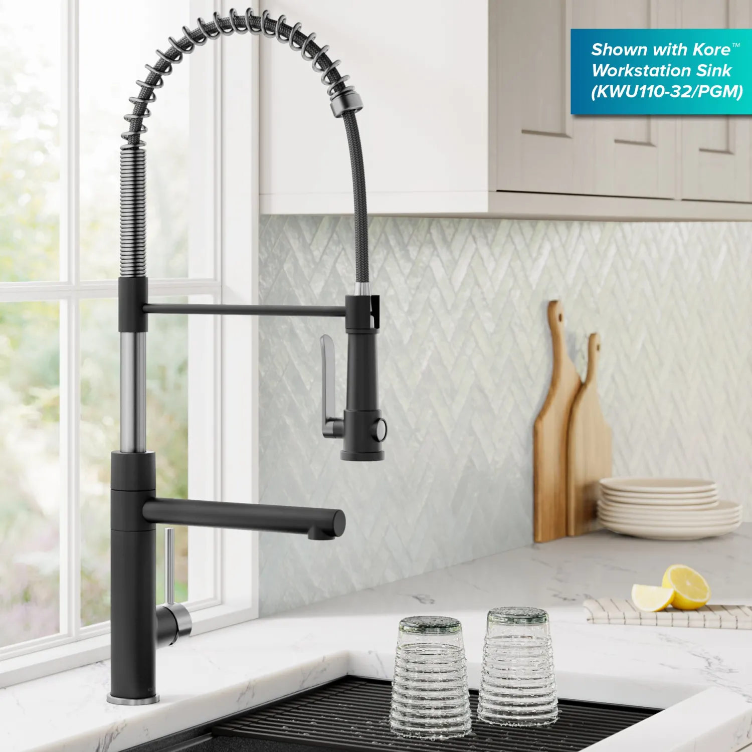 Artec Pro 2-Function Single Handle Pull Down Kitchen Faucet in Spot-Free Stainless Steel & Matte Black Single Hole