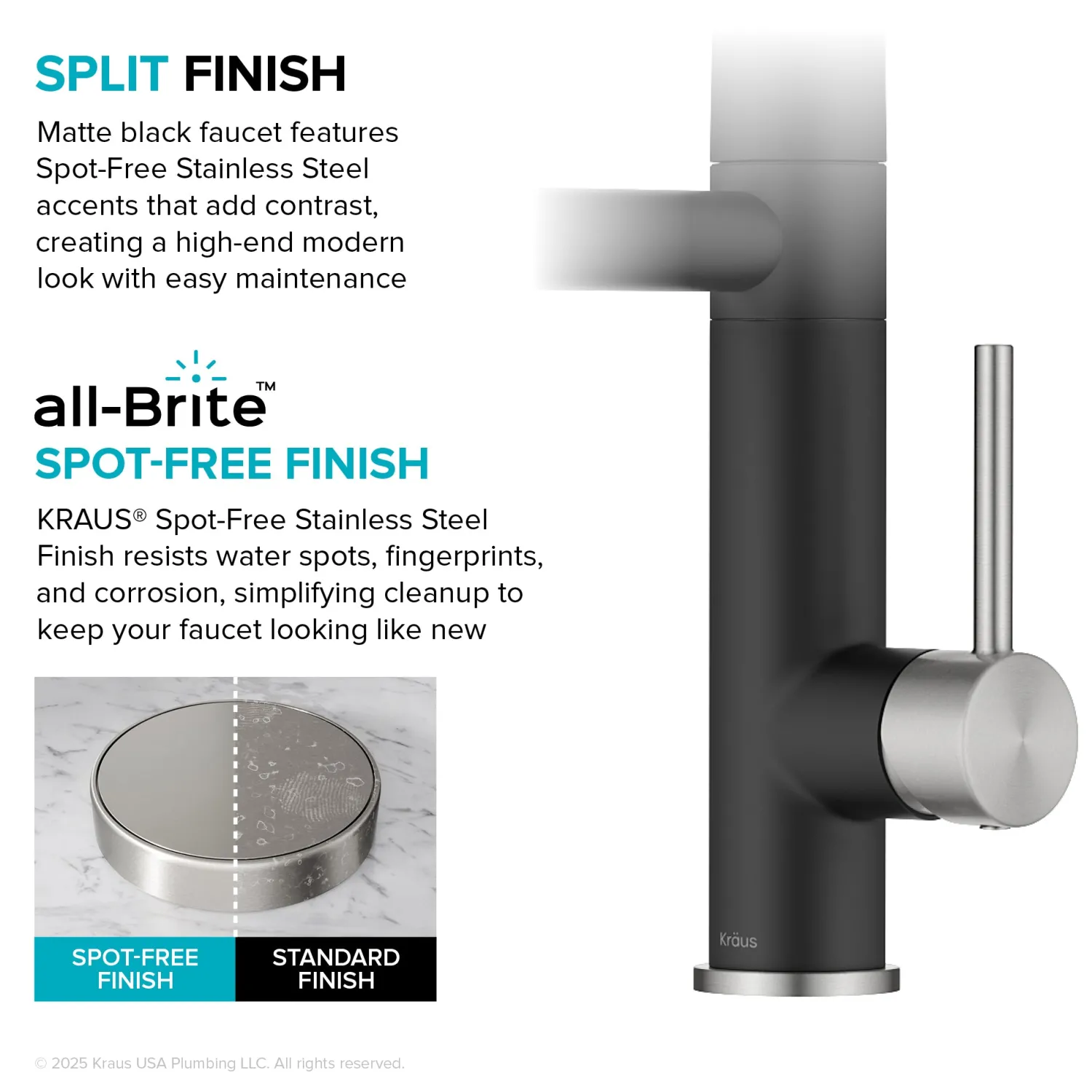 Artec Pro 2-Function Single Handle Pull Down Kitchen Faucet in Spot-Free Stainless Steel & Matte Black Single Hole