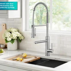 Artec Pro 2-Function Single Handle Pull Down Kitchen Faucet in Spot-Free Stainless Steel Single Hole