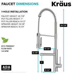 Artec Pro 2-Function Single Handle Pull Down Kitchen Faucet in Spot-Free Stainless Steel Single Hole
