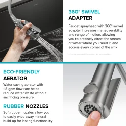 Artec Pro 2-Function Single Handle Pull Down Kitchen Faucet in Spot-Free Stainless Steel Single Hole
