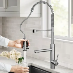 Artec Pro 2-Function Single Handle Pull Down Kitchen Faucet in Spot-Free Stainless Steel Single Hole