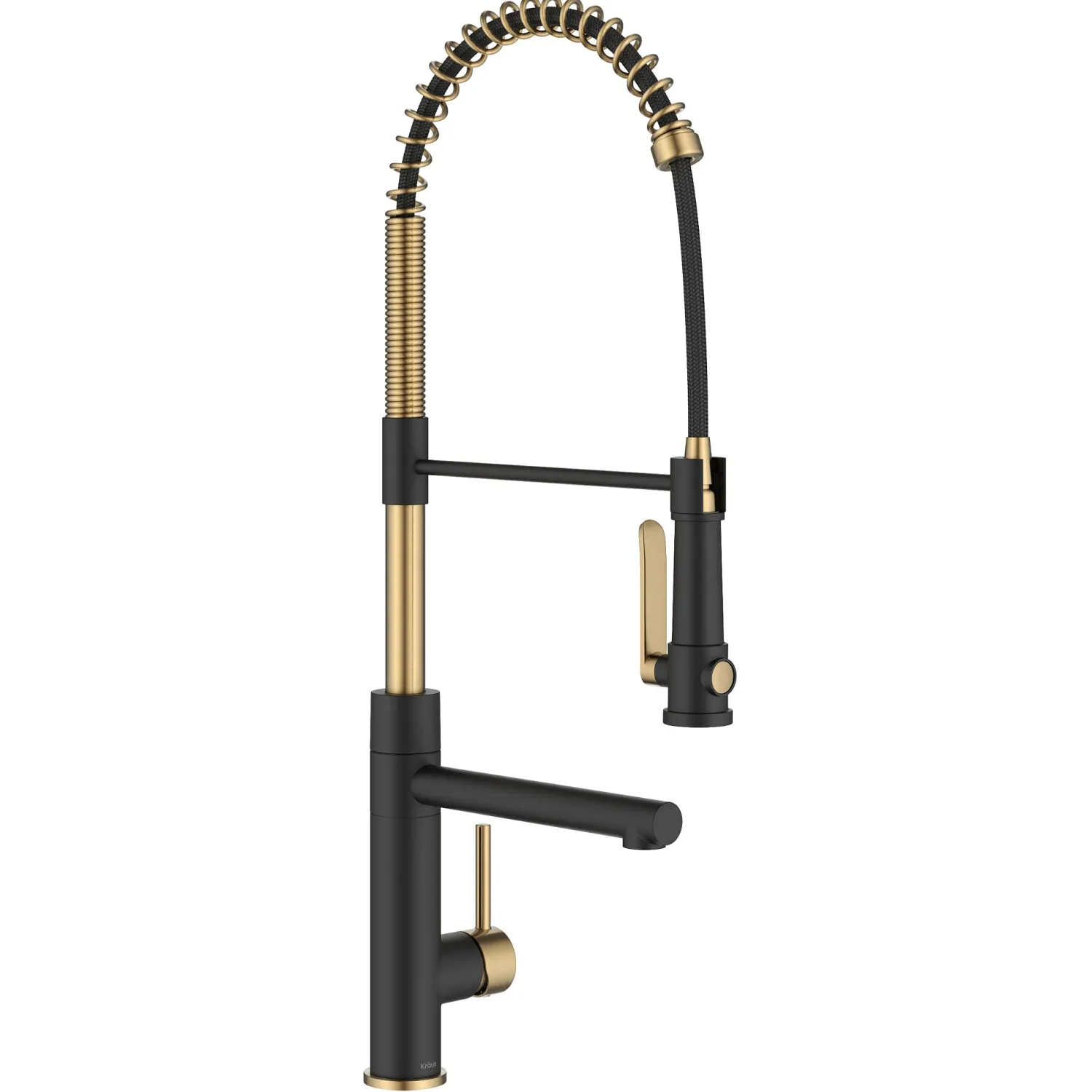 Discount Artec Pro 2-Function Single Handle Pull Down Kitchen Faucet in Brushed Brass & Matte Black Single Hole