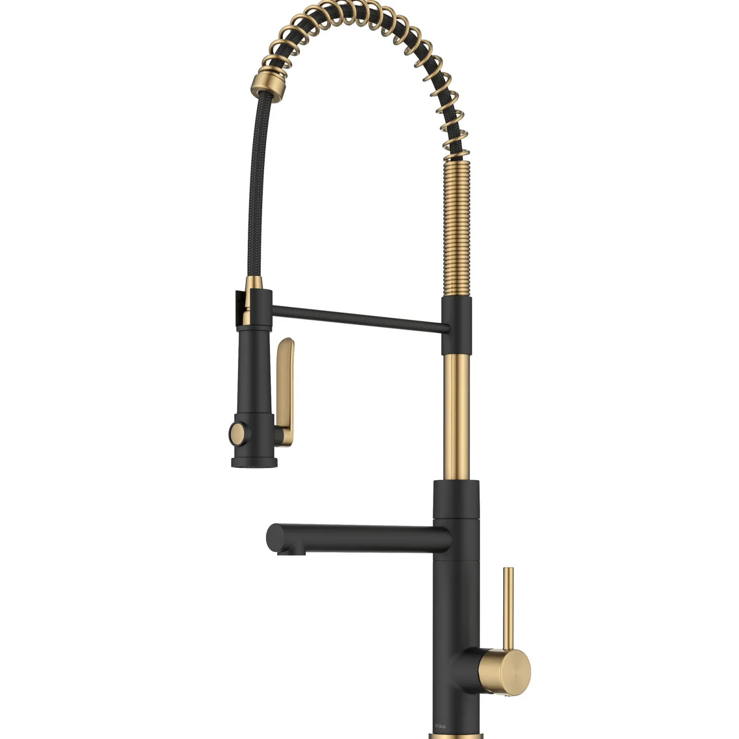 Discount Artec Pro 2-Function Single Handle Pull Down Kitchen Faucet in Brushed Brass & Matte Black Single Hole