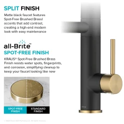 Discount Artec Pro 2-Function Single Handle Pull Down Kitchen Faucet in Brushed Brass & Matte Black Single Hole