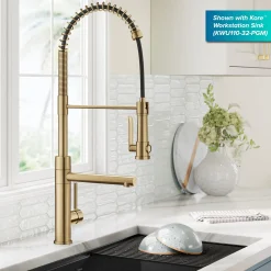 Sale Artec Pro 2-Function Single Handle Pull Down Kitchen Faucet in Brushed Brass Single Hole