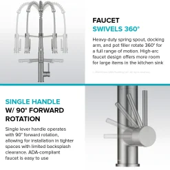 Sale Artec Pro 2-Function Single Handle Pull Down Kitchen Faucet in Brushed Brass Single Hole