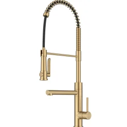 Sale Artec Pro 2-Function Single Handle Pull Down Kitchen Faucet in Brushed Brass Single Hole