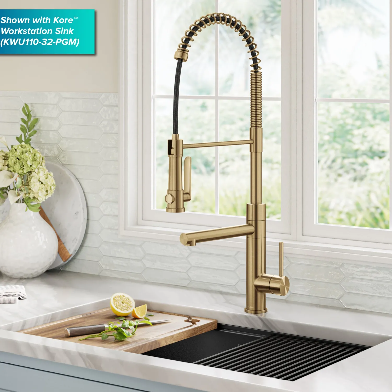 Sale Artec Pro 2-Function Single Handle Pull Down Kitchen Faucet in Brushed Brass Single Hole