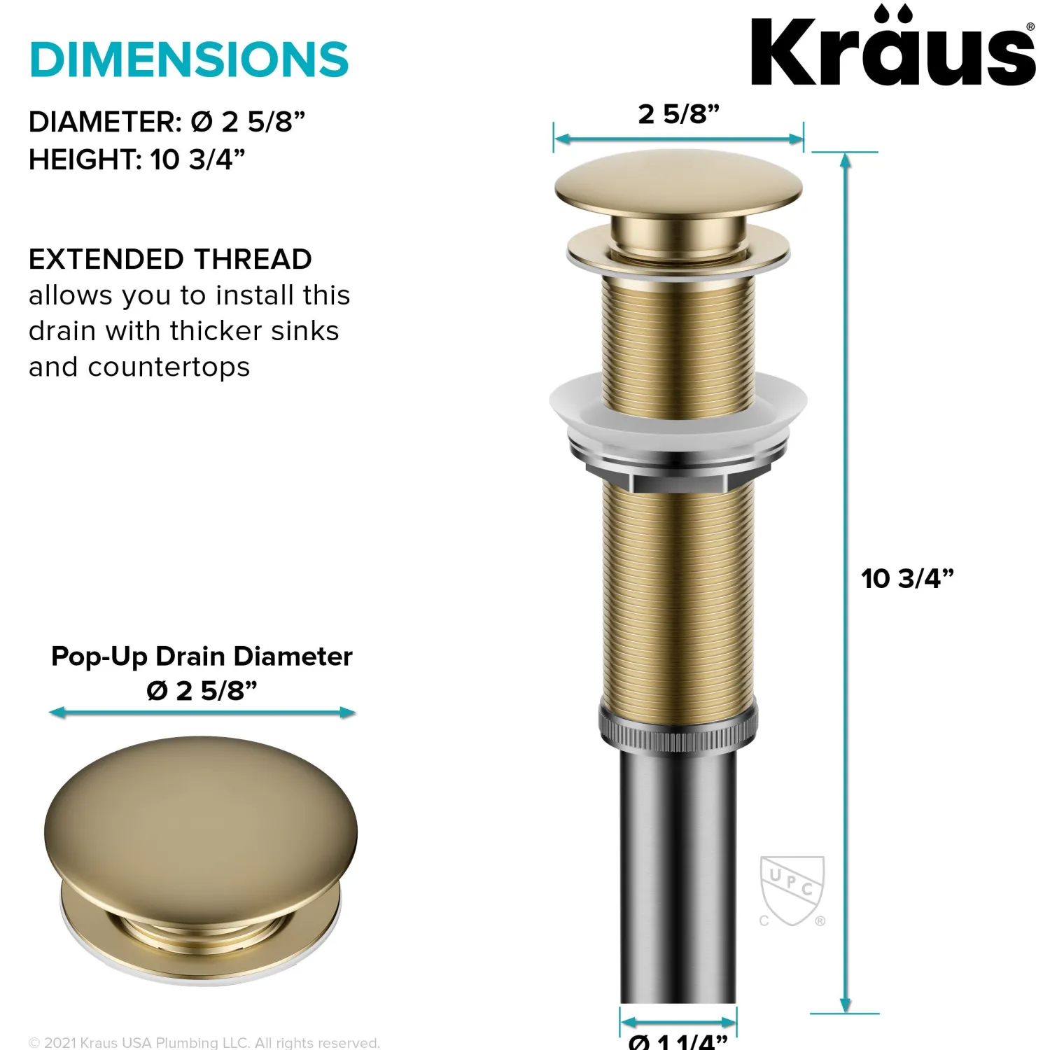 Sale Bathroom Sink Pop-Up Drain with Extended Thread Sink Drains|Overflow Bathroom Sink Drains