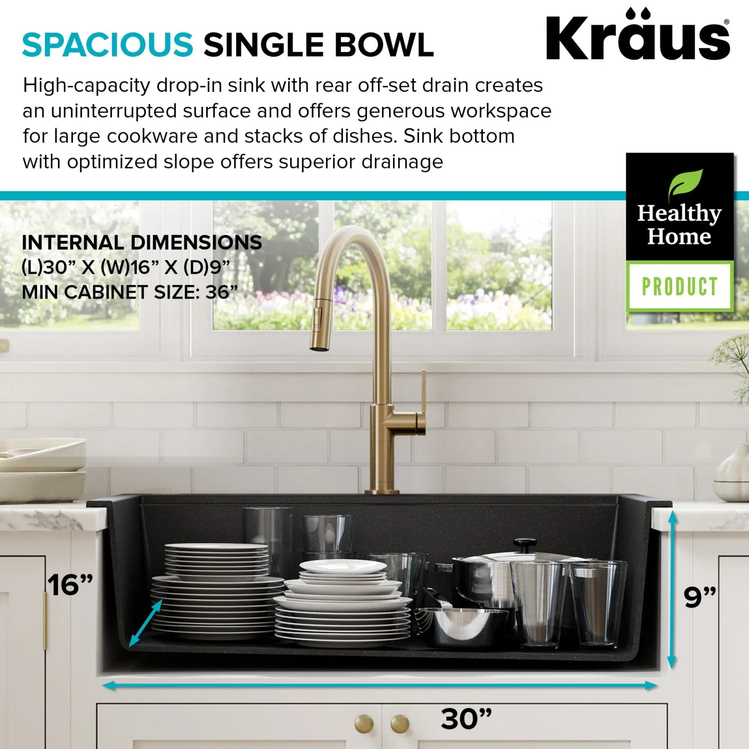 Clearance Bellucci Workstation 33" Drop-In Granite Composite Kitchen Sink with Accessories Drop-In / Top Mount Sinks|Single Bowl Sinks