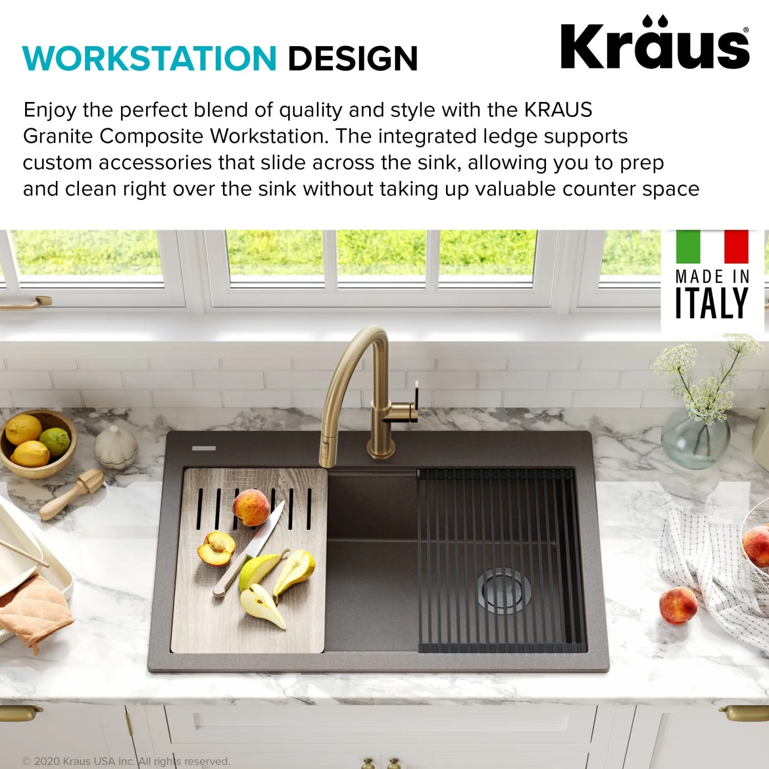 Clearance Bellucci Workstation 33" Drop-In Granite Composite Kitchen Sink with Accessories Drop-In / Top Mount Sinks|Single Bowl Sinks