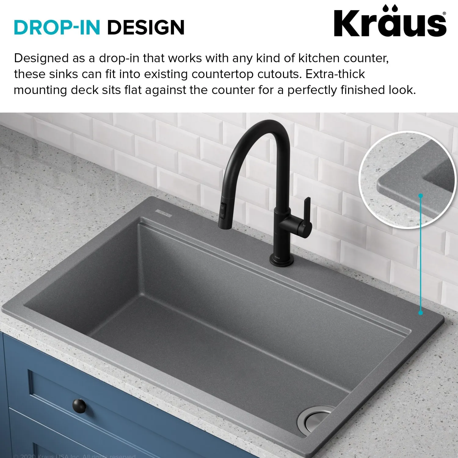 Clearance Bellucci Workstation 33" Drop-In Granite Composite Kitchen Sink with Accessories Drop-In / Top Mount Sinks|Single Bowl Sinks