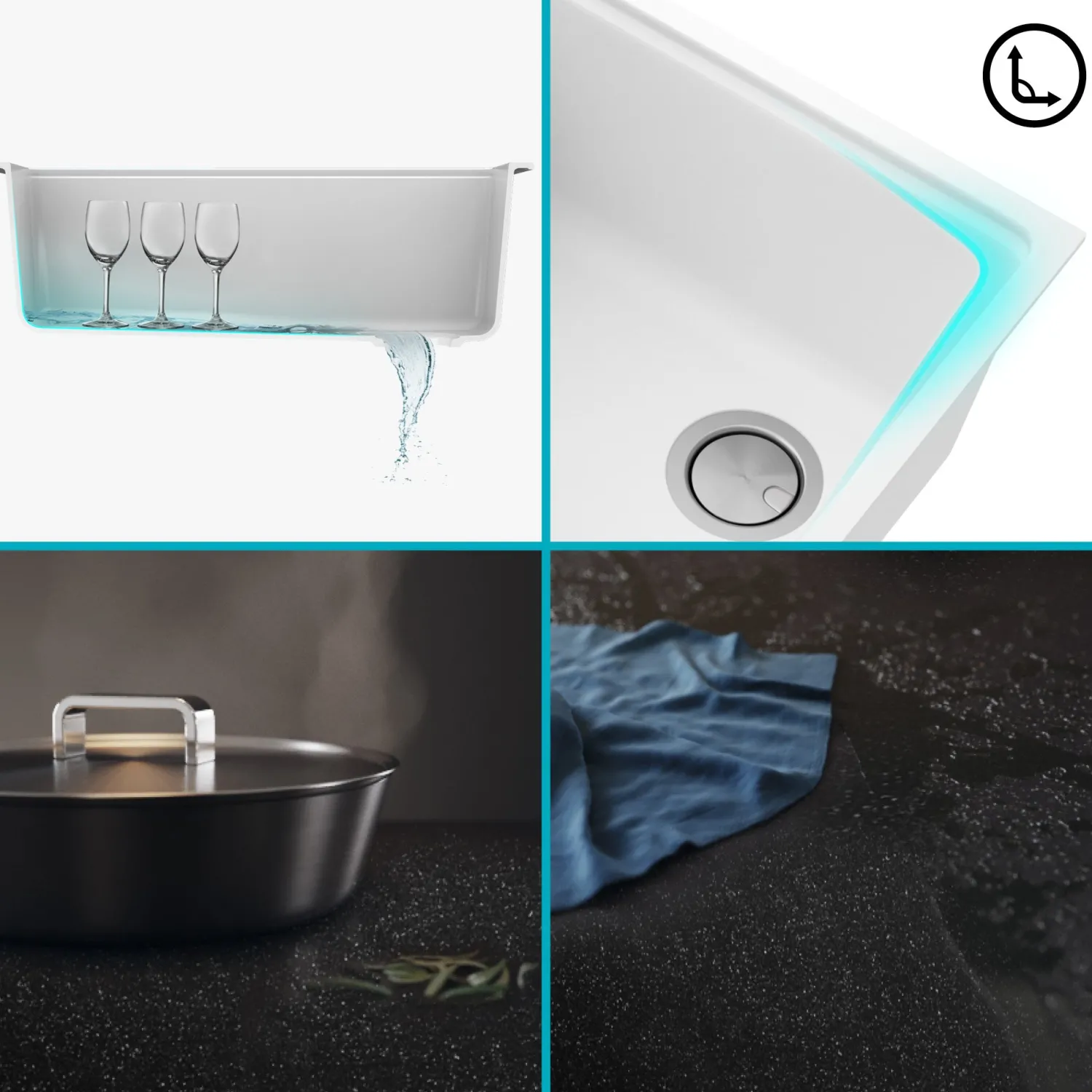 Hot Bellucci Workstation 33" Undermount Granite Composite Kitchen Sink in White with Accessories Single Bowl Sinks|Workstation Sinks