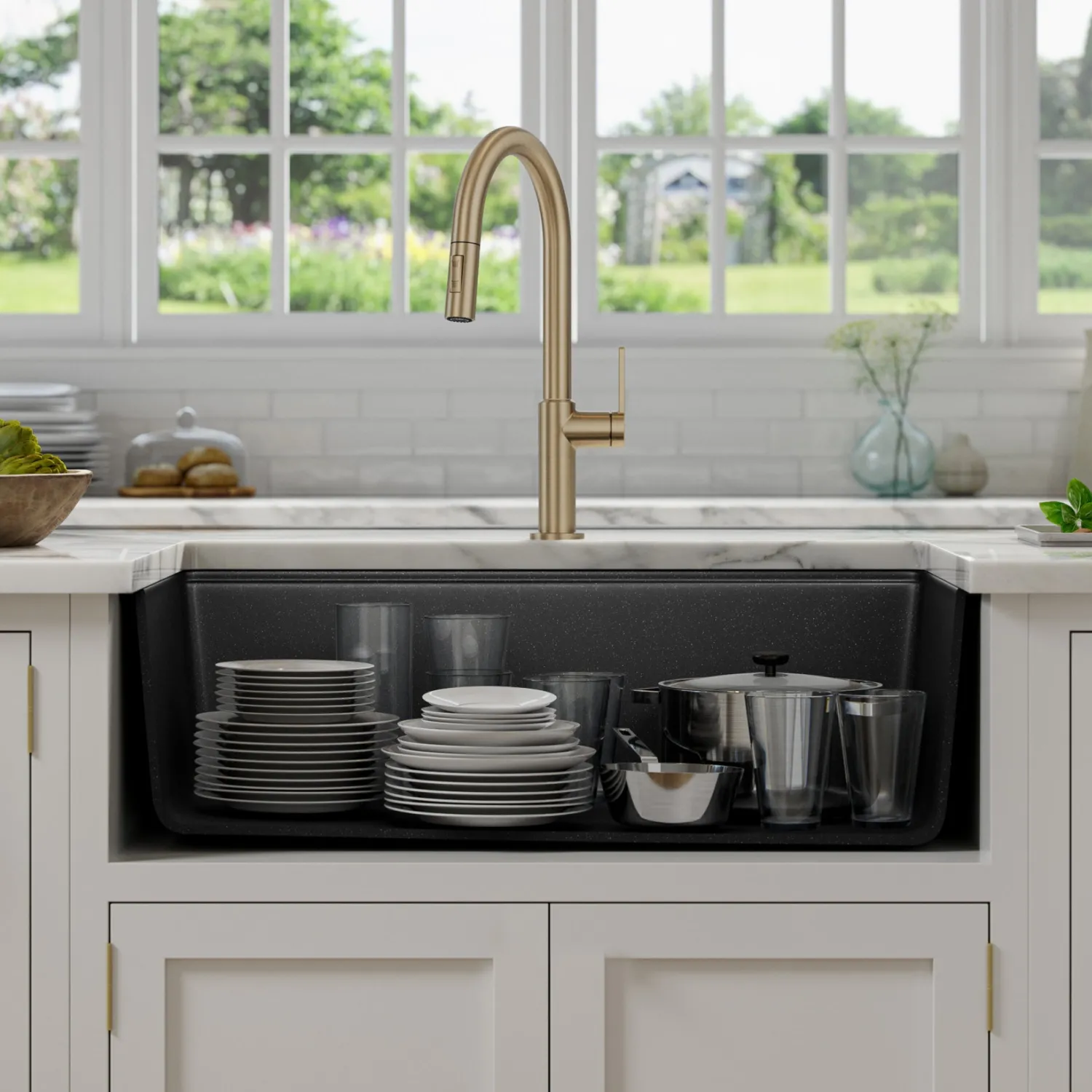 Discount Bellucci Workstation 33" Undermount Granite Composite Kitchen Sink in Metallic Black with Accessories Workstation Sinks|Single Bowl Sinks