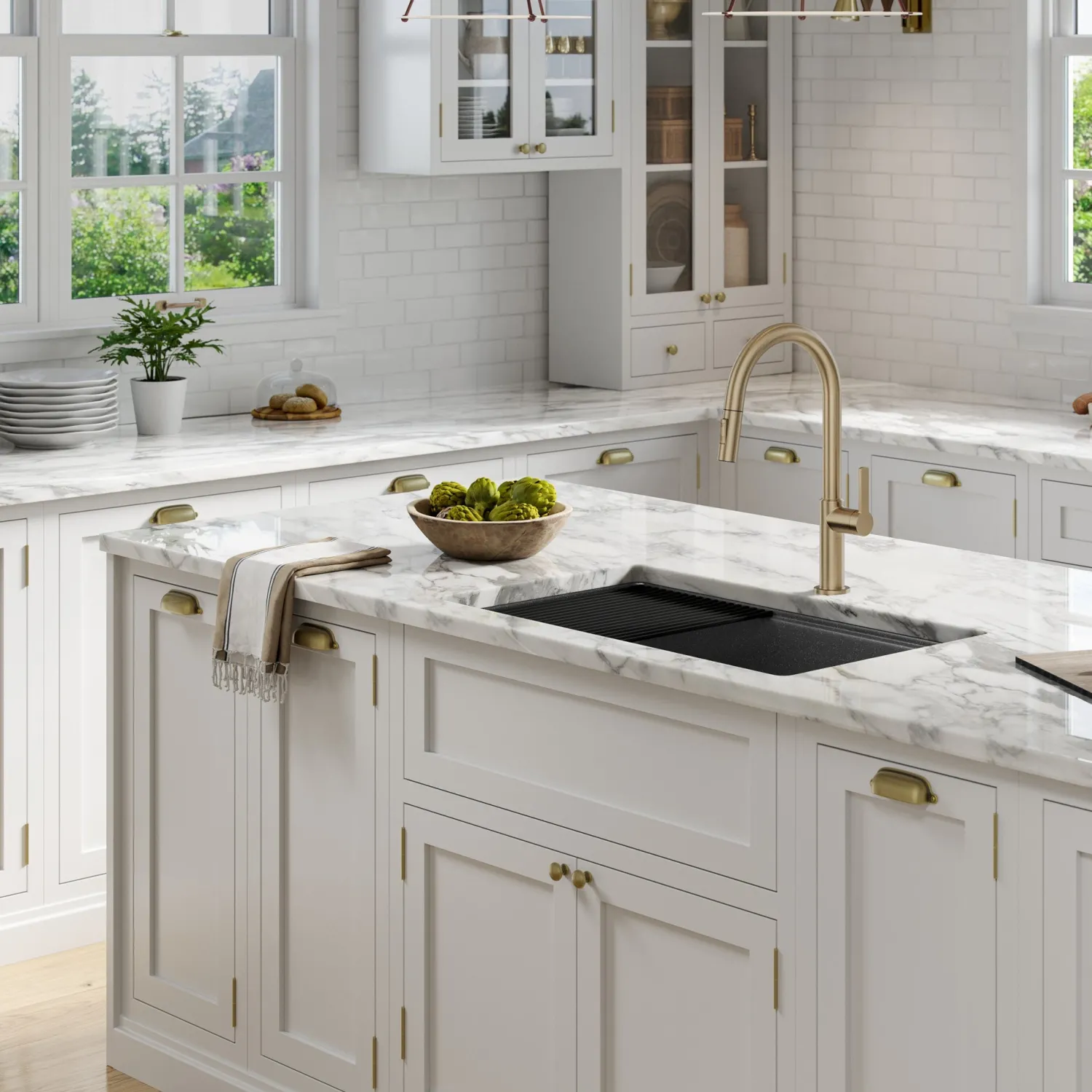 Discount Bellucci Workstation 33" Undermount Granite Composite Kitchen Sink in Metallic Black with Accessories Workstation Sinks|Single Bowl Sinks