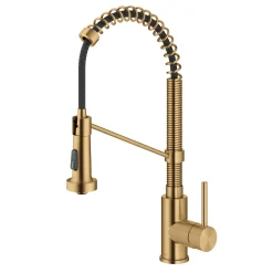 New Bolden Commercial Style Pull-Down Single Handle 18-Inch Kitchen Faucet in Brushed Brass Single Hole