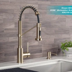 Clearance Bolden Commercial Style Pull-Down Kitchen Faucet and Purita Water Filter Faucet Combo in Spot Free Antique Champagne Bronze Single Hole|Water Filter Faucets