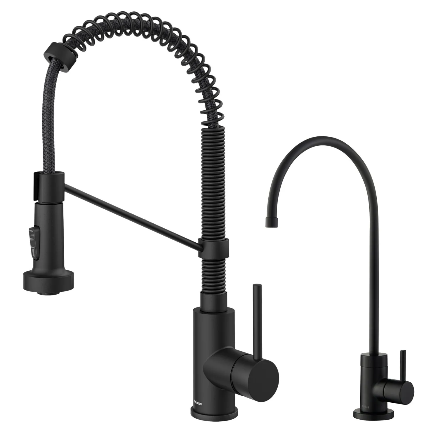 Discount Bolden Commercial Style Pull-Down Kitchen Faucet and Purita Water Filter Faucet Combo in Matte Black Single Hole|Water Filter Faucets
