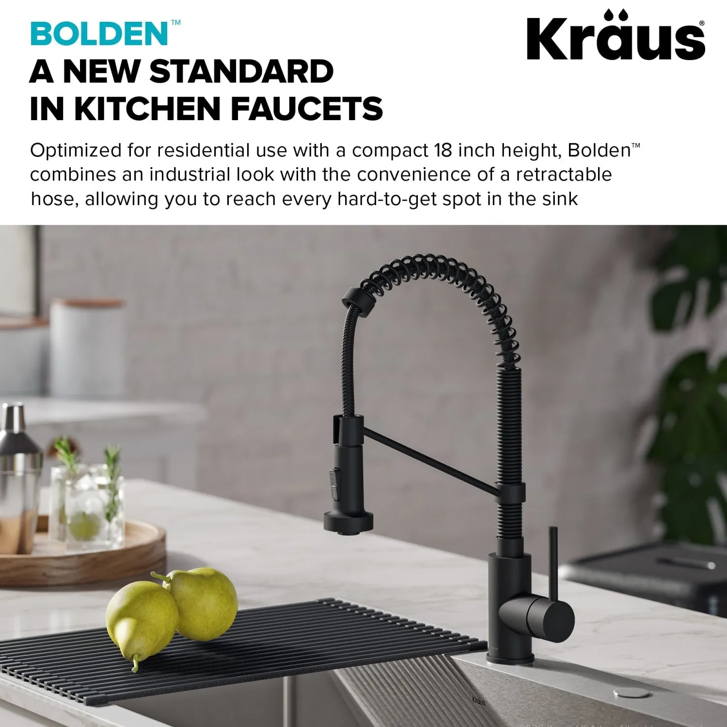 Discount Bolden Commercial Style Pull-Down Kitchen Faucet and Purita Water Filter Faucet Combo in Matte Black Single Hole|Water Filter Faucets