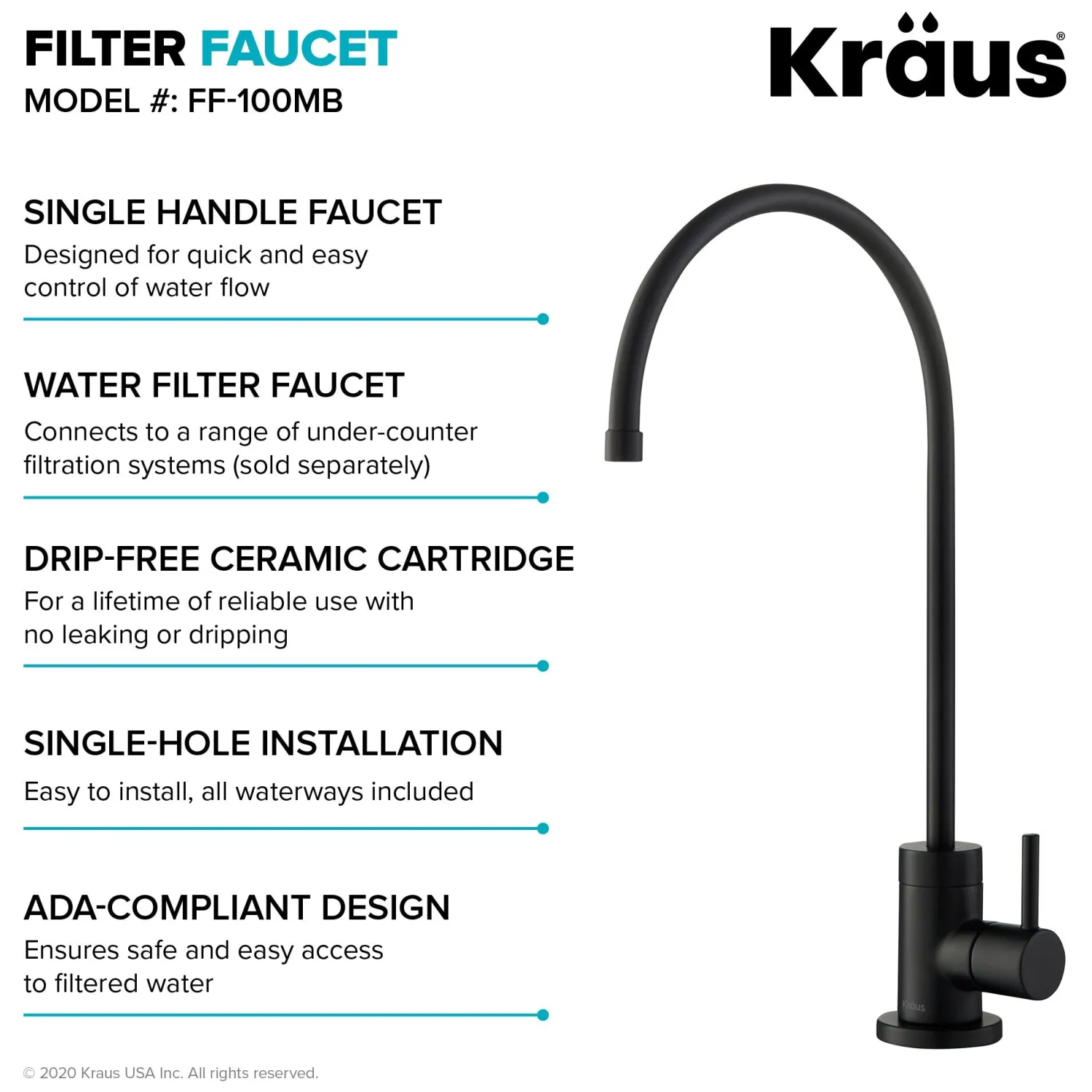 Discount Bolden Commercial Style Pull-Down Kitchen Faucet and Purita Water Filter Faucet Combo in Matte Black Single Hole|Water Filter Faucets