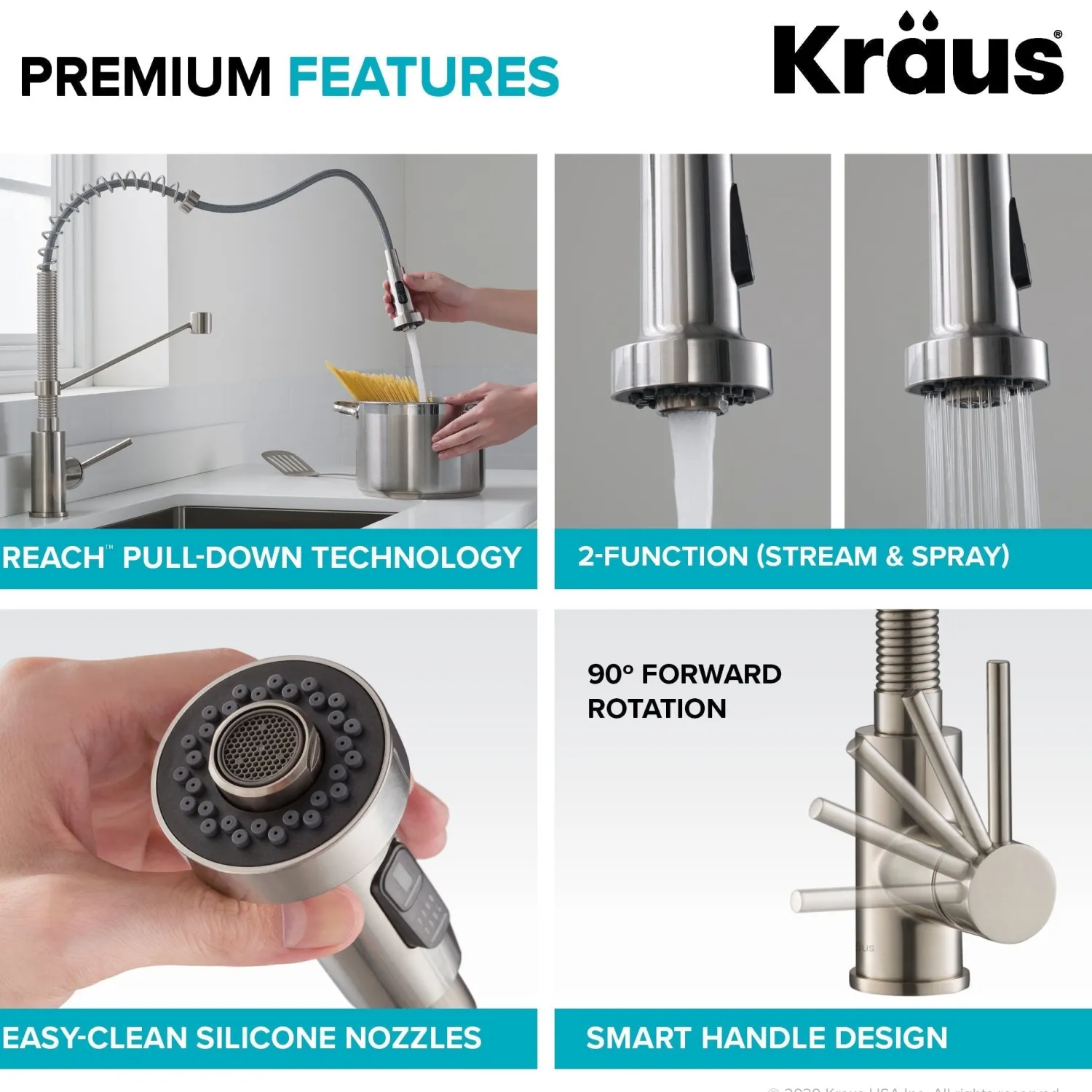 New Bolden Commercial Style Pull-Down Kitchen Faucet and Purita Water Filter Faucet Combo in Spot Free Stainless Steel Single Hole|Water Filter Faucets