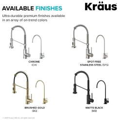 New Bolden Commercial Style Pull-Down Kitchen Faucet and Purita Water Filter Faucet Combo in Spot Free Stainless Steel Single Hole|Water Filter Faucets