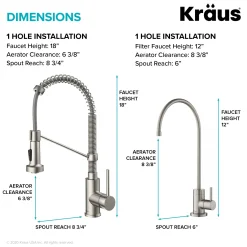 New Bolden Commercial Style Pull-Down Kitchen Faucet and Purita Water Filter Faucet Combo in Spot Free Stainless Steel Single Hole|Water Filter Faucets