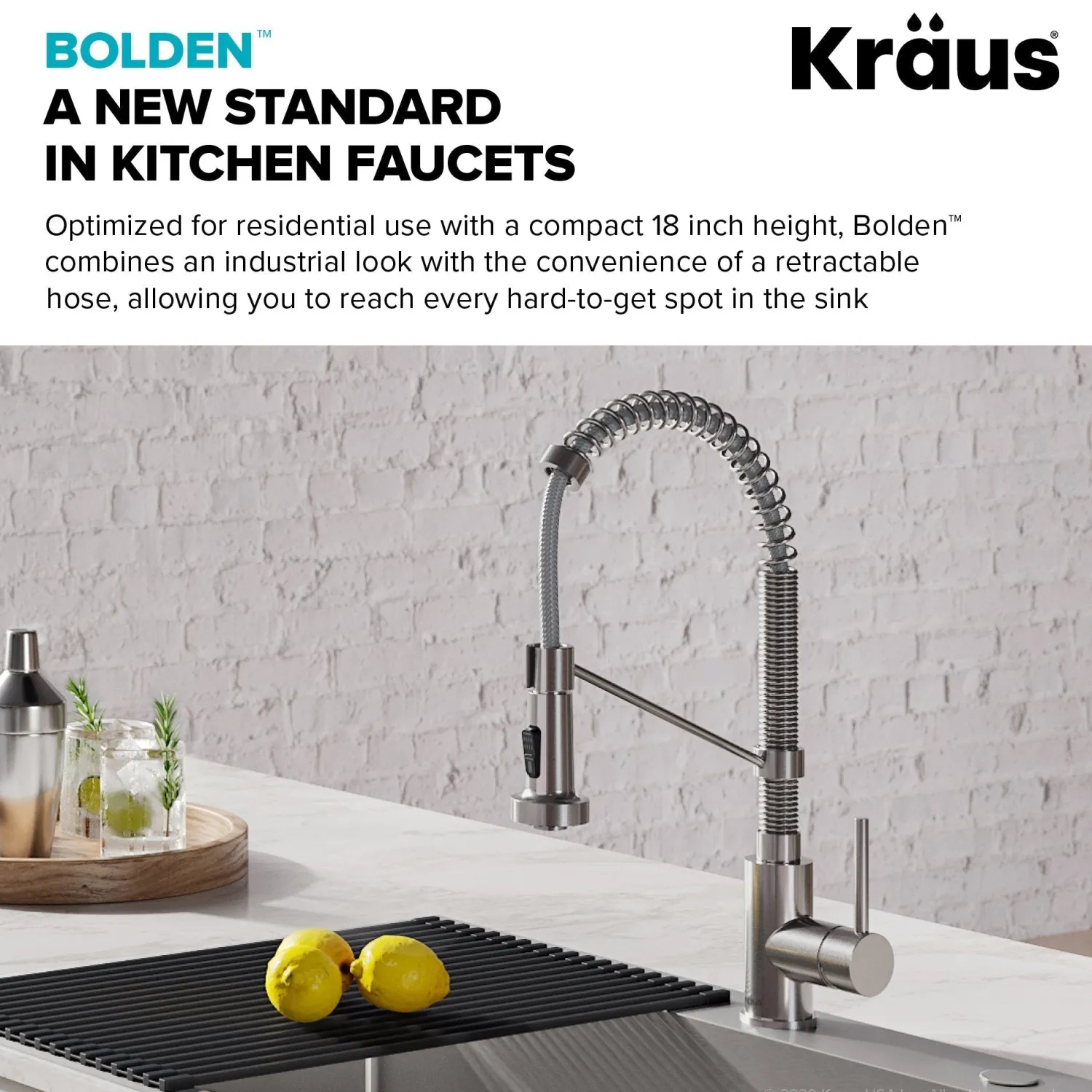 New Bolden Commercial Style Pull-Down Kitchen Faucet and Purita Water Filter Faucet Combo in Spot Free Stainless Steel Single Hole|Water Filter Faucets