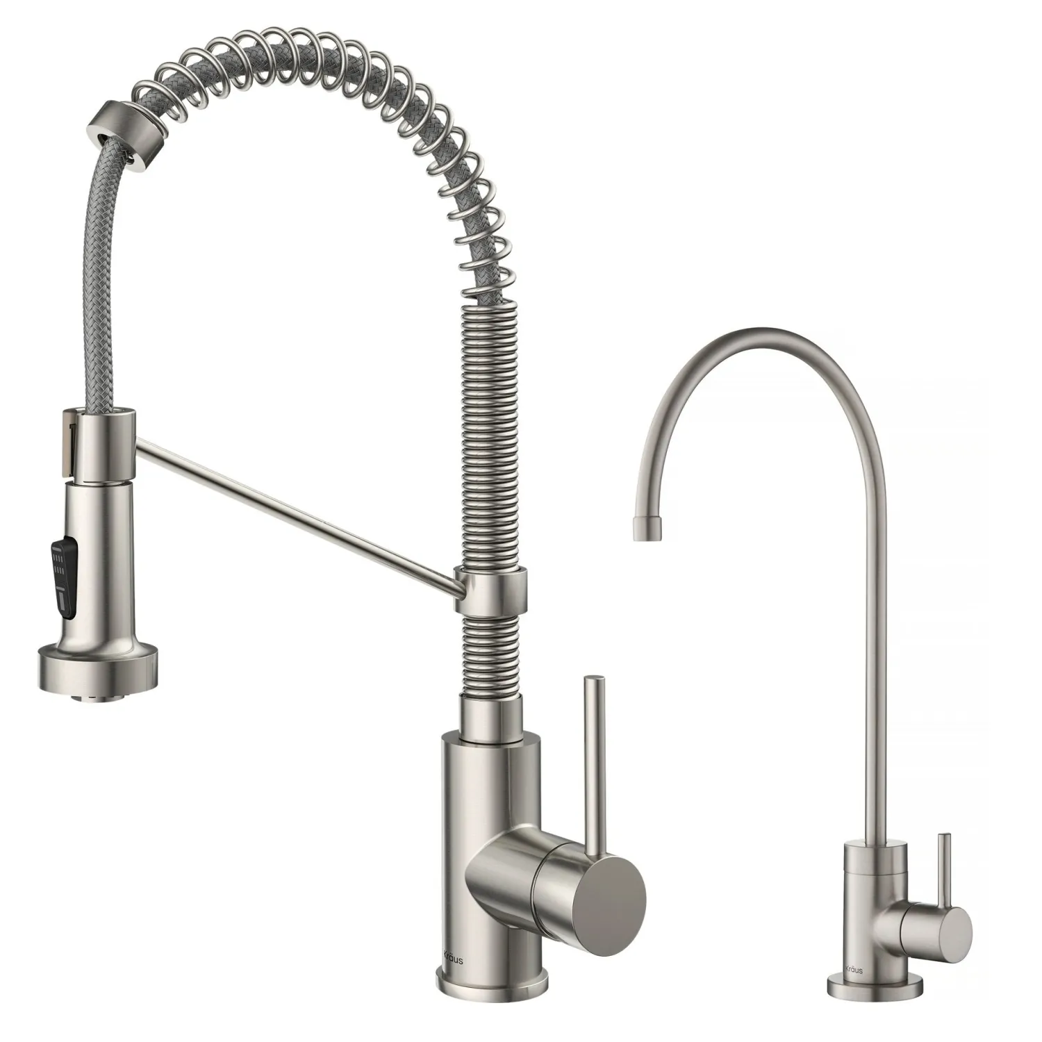 New Bolden Commercial Style Pull-Down Kitchen Faucet and Purita Water Filter Faucet Combo in Spot Free Stainless Steel Single Hole|Water Filter Faucets