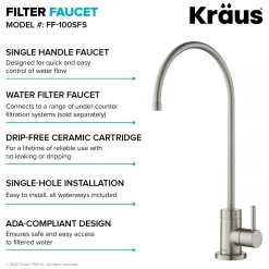New Bolden Commercial Style Pull-Down Kitchen Faucet and Purita Water Filter Faucet Combo in Spot Free Stainless Steel Single Hole|Water Filter Faucets