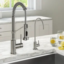 New Bolden Commercial Style Pull-Down Kitchen Faucet and Purita Water Filter Faucet Combo in Spot Free Stainless Steel Single Hole|Water Filter Faucets